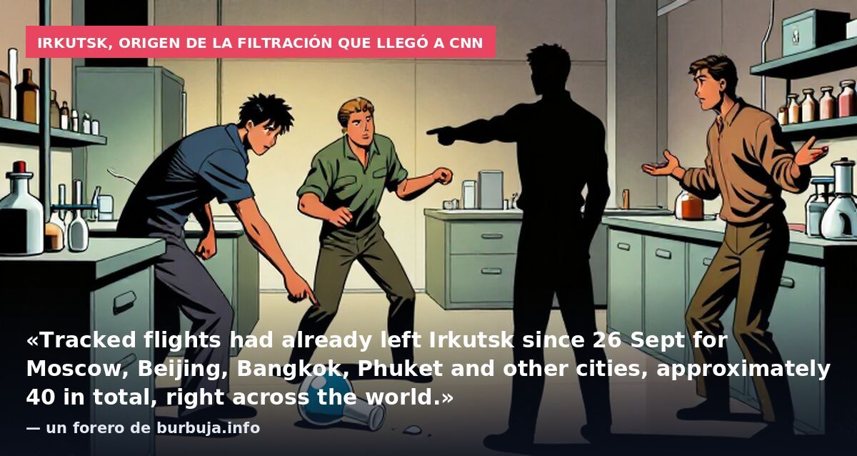 Irkutsk, origen de la filtración que llegó a CNN: «Tracked flights had already left Irkutsk since 26 Sept for Moscow, Beijing, Bangkok, Phuket and other cities, approximately 40 in total, right across the world.» — un forero de burbuja.info