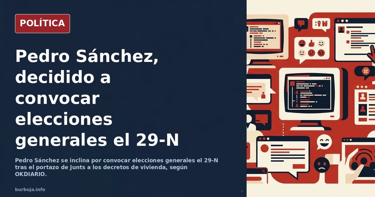 Pedro Sánchez tiende a disolver las Cortes y se decide por convocar elecciones generales mañana mismo (votaríamos el último domingo de noviembre)