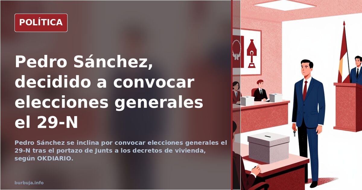 Pedro Sánchez tiende a disolver las Cortes y se decide por convocar elecciones generales mañana mismo (votaríamos el último domingo de noviembre)