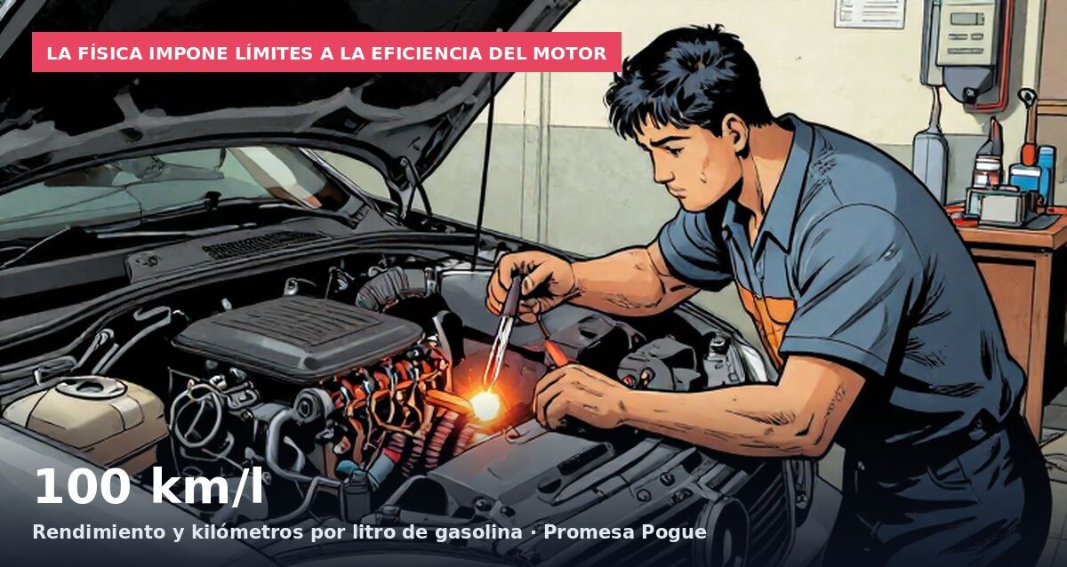 La física impone límites a la eficiencia del motor: 100 km/l Rendimiento y kilómetros por litro de gasolina · Promesa Pogue