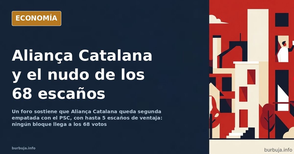 Hemiciclo del Parlament de Cataluña vacío con gráficos de escaños, en el análisis de las proyecciones de Aliança Catalana