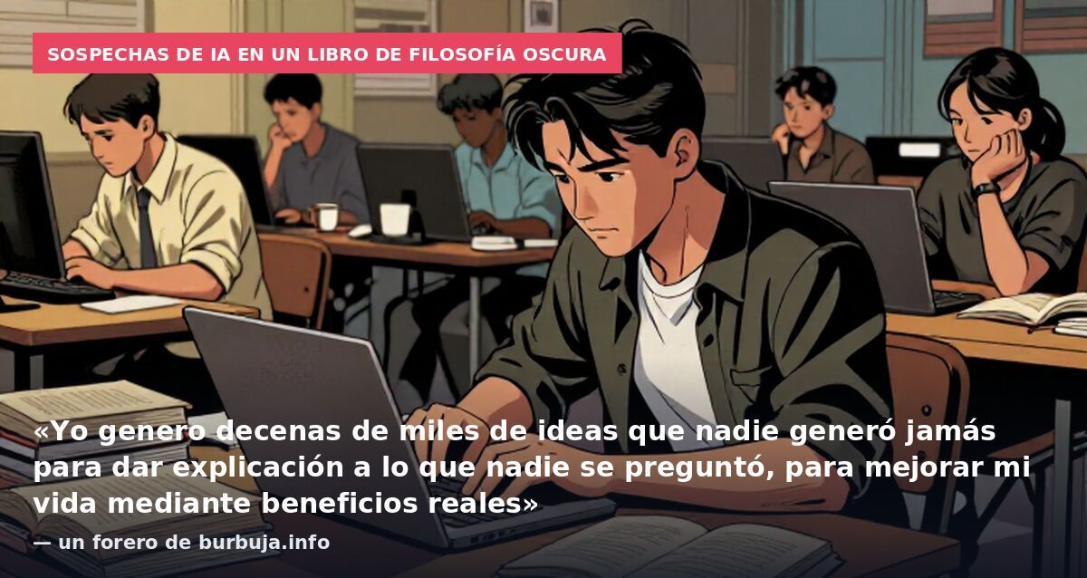 Sospechas de IA en un libro de filosofía oscura: «Yo genero decenas de miles de ideas que nadie generó jamás para dar explicación a lo que nadie se preguntó, para mejorar mi vida mediante beneficios reales» — un forero de burbuja.info