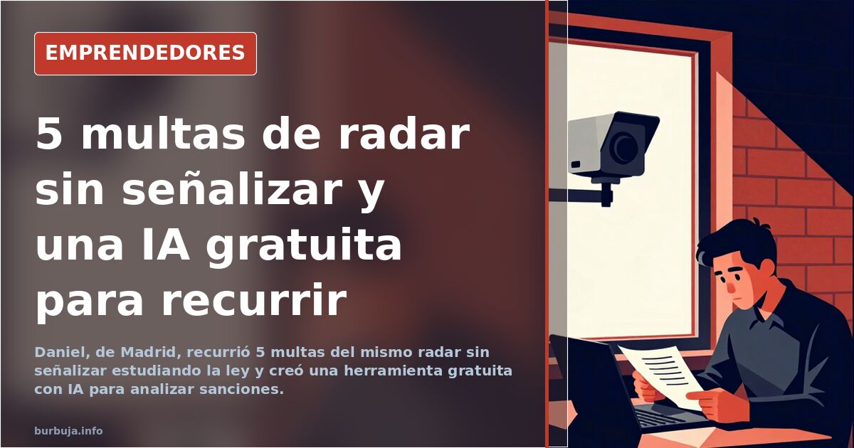 5 multas de un radar sin señalizar: las recurrí estudiando la ley y creé una herramienta gratuita con IA (proyecto personal)