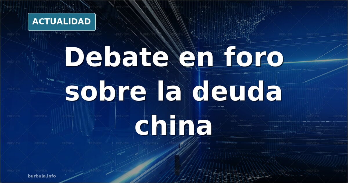 Gráfico editorial sobre la deuda china y los tipos de interés con siluetas de analistas frente a pantallas de datos