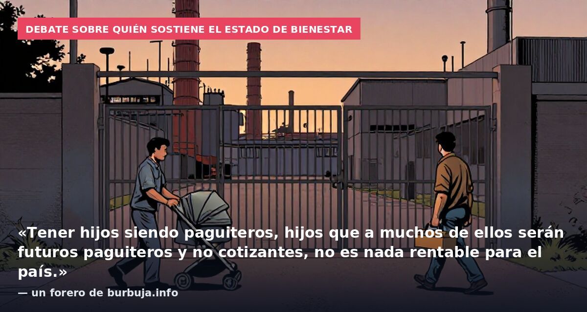 Debate sobre quién sostiene el estado de bienestar: «Tener hijos siendo paguiteros, hijos que a muchos de ellos serán futuros paguiteros y no cotizantes, no es nada rentable para el país.» — un forero de burbuja.info