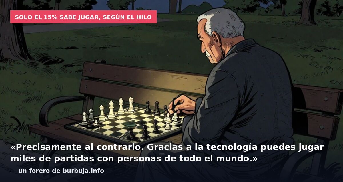 Me he quedado alucinado. Sólo el 15% de las personas saben jugar al ajedrez! Pensé que era como leer o escribir.