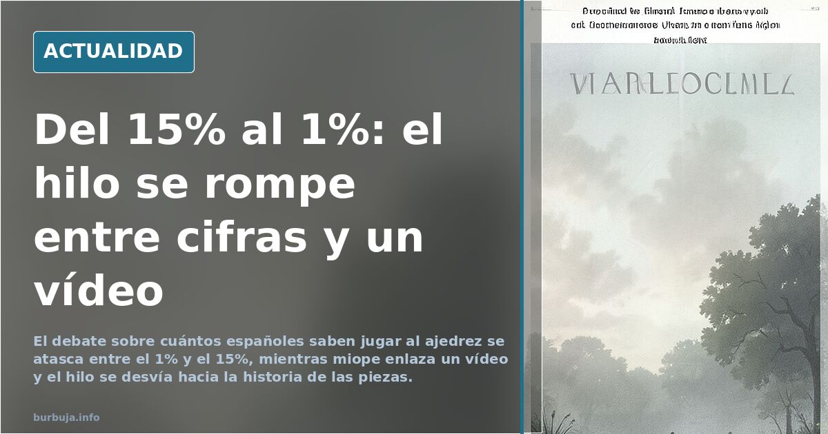 Me he quedado alucinado. Sólo el 15% de las personas saben jugar al ajedrez! Pensé que era como leer o escribir.