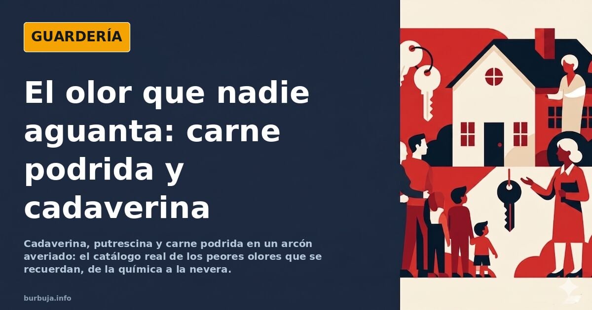 Ilustración de una cocina con un arcón congelador averiado y carne en descomposición, el peor olor que se puede recordar