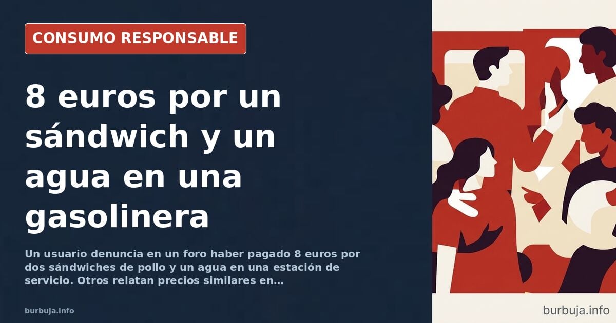 Sándwich envasado y botella de agua sobre el mostrador de una gasolinera con precios visibles