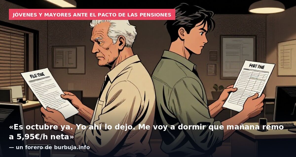 Jóvenes y mayores ante el pacto de las pensiones: «Es octubre ya. Yo ahí lo dejo. Me voy a dormir que mañana remo a 5,95€/h neta» — un forero de burbuja.info