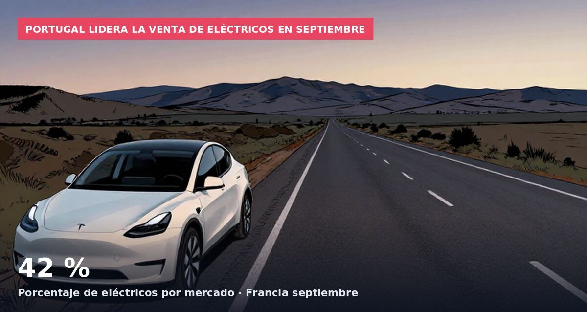 Portugal lidera la venta de eléctricos en septiembre: 42 % Porcentaje de eléctricos por mercado · Francia septiembre