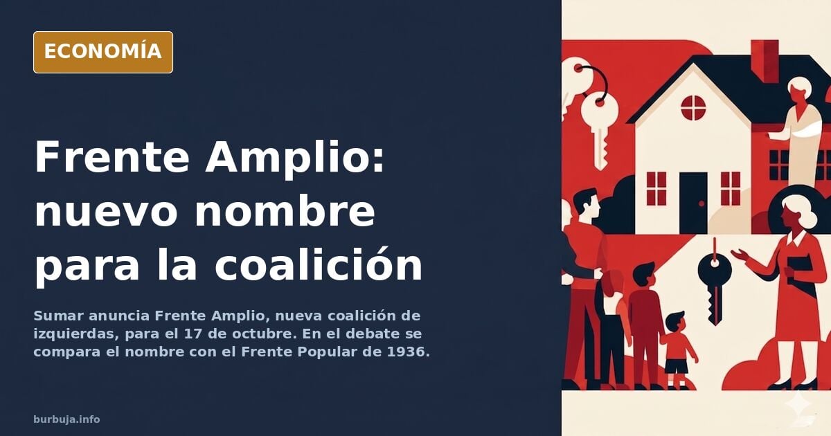 Ilustración editorial de una coalición política renombrada con Frente Amplio y fecha 17 de octubre