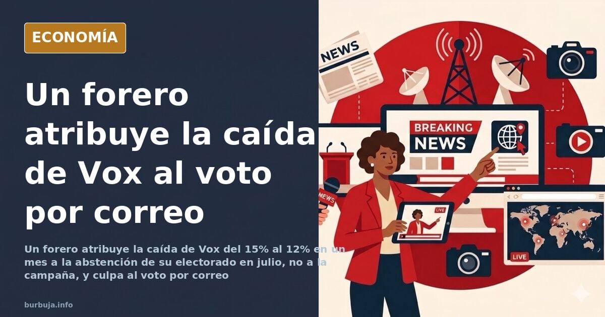 Gráfico de barras mostrando la caída de Vox del 15% al 12% en intención de voto durante la campaña electoral, según un forero
