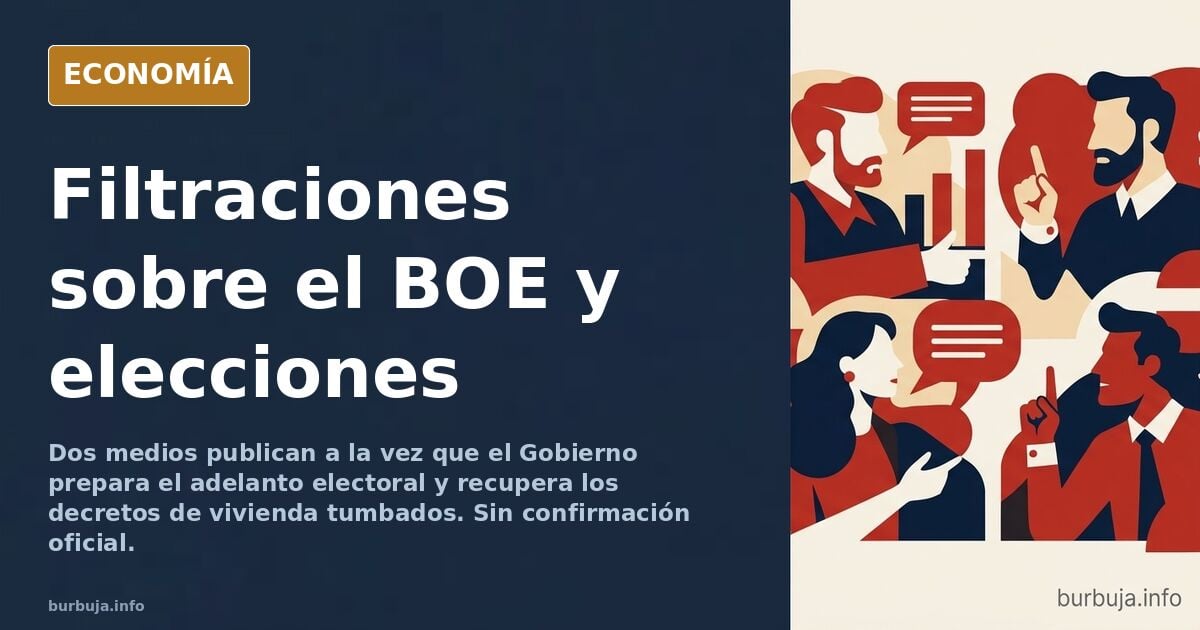 Ilustración editorial de un boletín oficial abierto sobre una mesa con un sello de convocatoria electoral