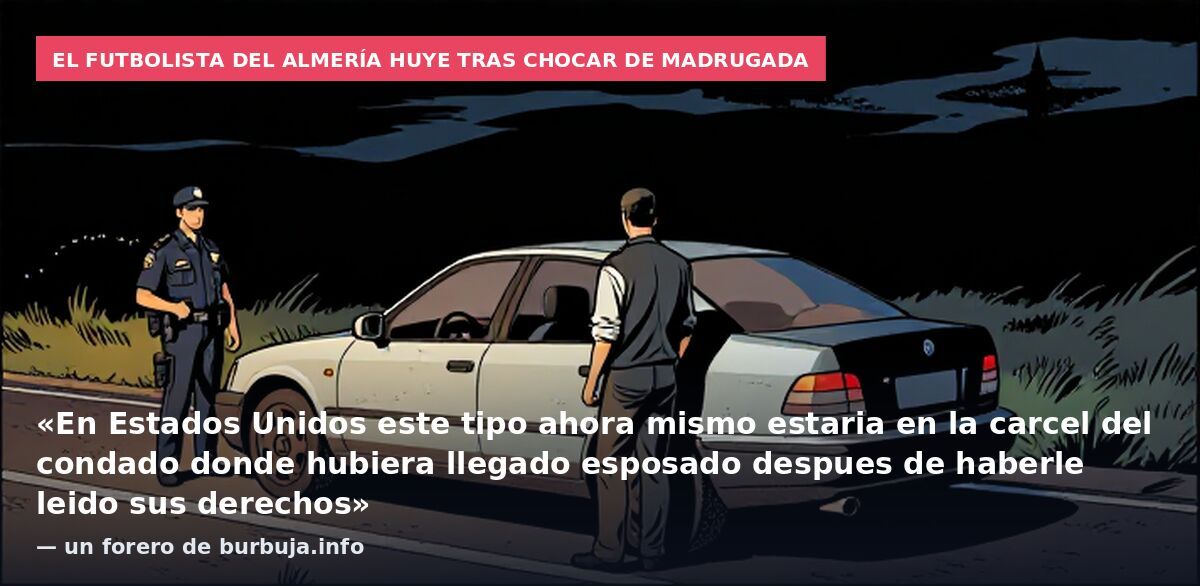 El futbolista del Almería huye tras chocar de madrugada: «En Estados Unidos este tipo ahora mismo estaria en la carcel del condado donde hubiera llegado esposado despues de haberle leido sus derechos» — un forero de burbuja.info