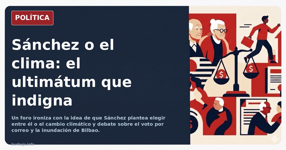 Caricatura editorial de Pedro Sánchez ante una urna y un termómetro, elección entre voto y cambio climático