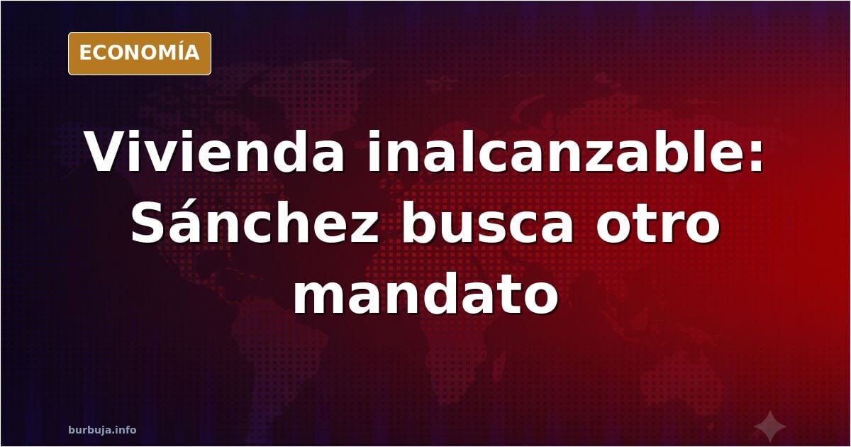 Ilustración editorial de un edificio de viviendas con una pancarta electoral y símbolos de competencias autonómicas
