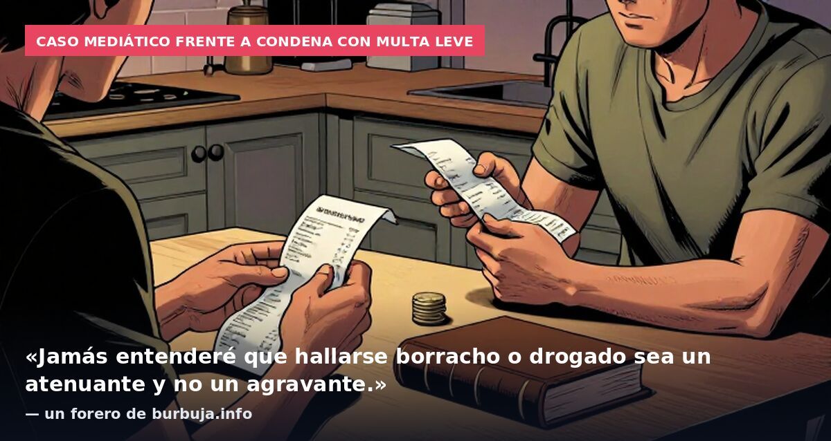 Caso mediático frente a condena con multa leve: «Jamás entenderé que hallarse borracho o drogado sea un atenuante y no un agravante.» — un forero de burbuja.info