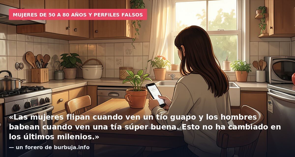 Mujeres de 50 a 80 años y perfiles falsos: «Las mujeres flipan cuando ven un tío guapo y los hombres babean cuando ven una tía súper buena. Esto no ha cambiado en los últimos milenios.» — un forero de burbuja.info