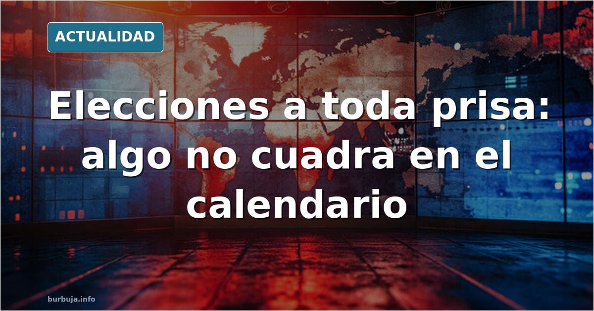 Sede del Gobierno de España con banderas institucionales y un calendario electoral en primer plano
