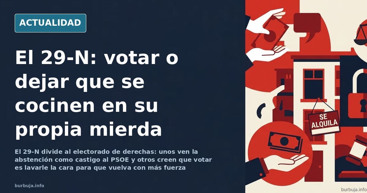 Urna electoral y papeletas sobre una mesa, con la sombra de un votante que duda ante la cabina el 29-N