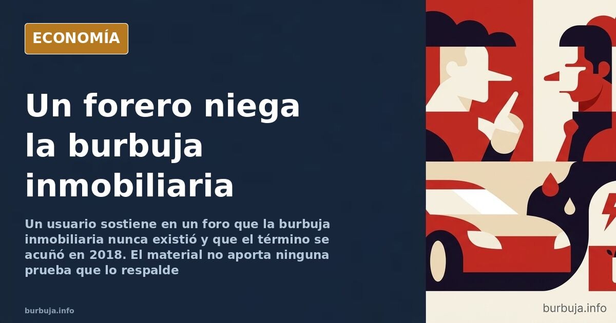 Ilustración editorial sobria en azul marino y dorado con bloques de viviendas vacíos y una gráfica de precios en ascenso