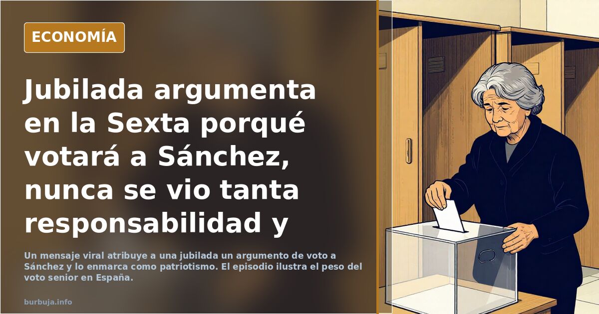 Jubilada argumenta en la Sexta  porqué votará a Sánchez, nunca se vio tanta responsabilidad y patriotismo