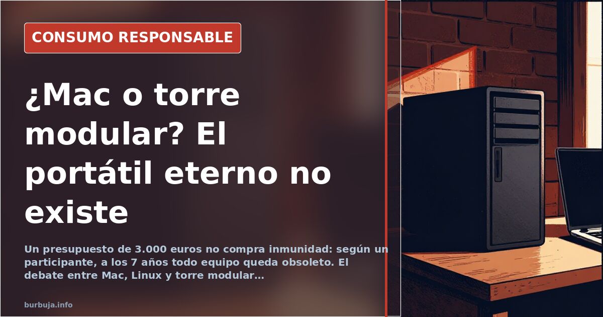 Portátil abierto sobre una mesa de trabajo junto a una torre de sobremesa desmontada, comparando opciones de ordenador fiable