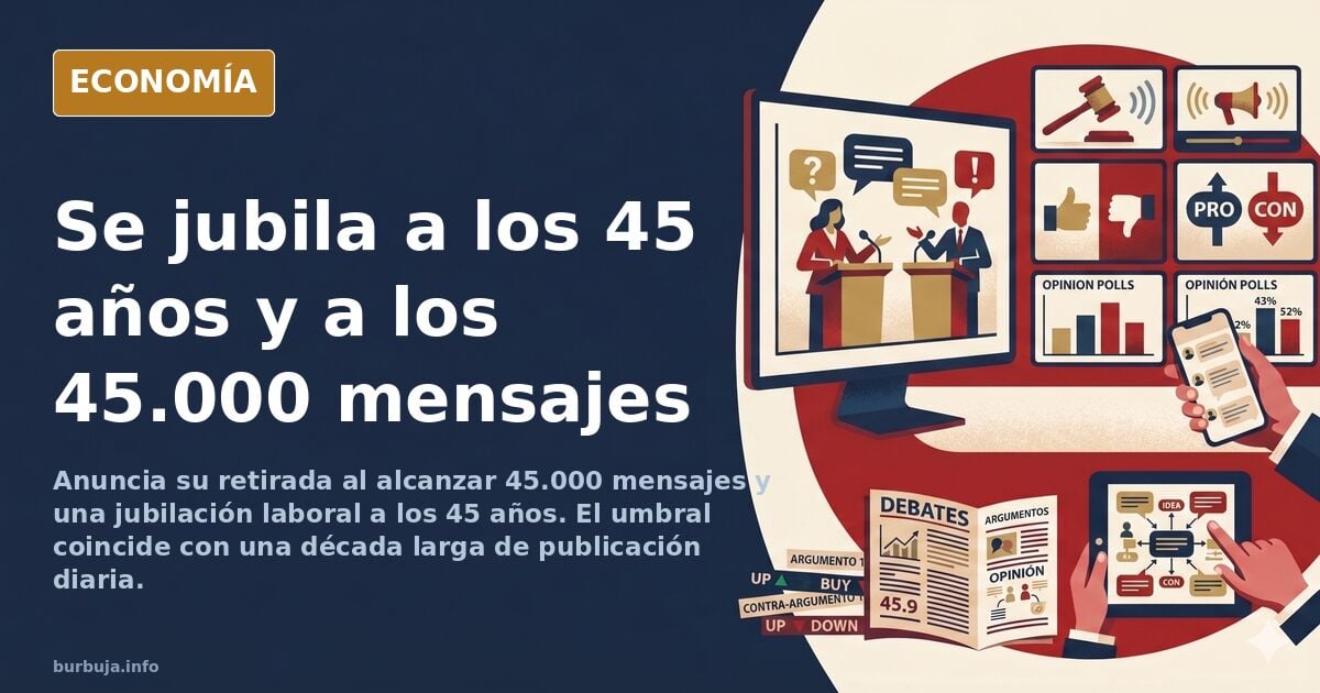 Ilustración editorial de un contador digital marcando 45.000 junto a una silueta que se aleja, símbolo de la retirada a los 4