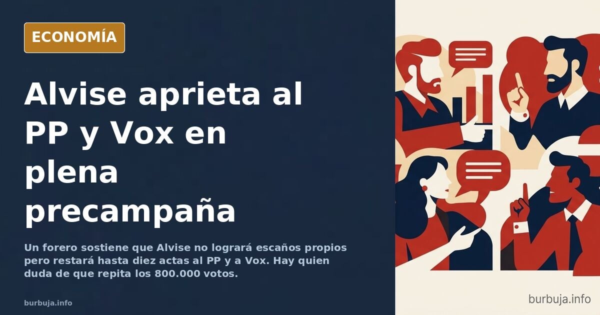 Ilustración editorial de un candidato político ante un mapa de España con escaños vacíos y papeletas electorales