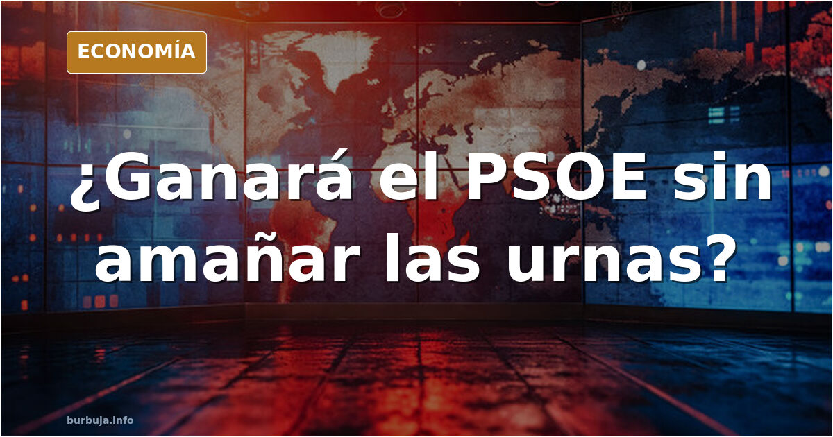 Urna electoral con papeletas y una lupa sobre el voto por correo, en ilustración editorial azul y dorado
