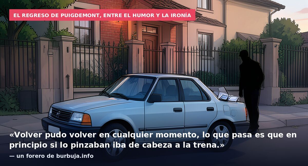 El regreso de Puigdemont, entre el humor y la ironía: «Volver pudo volver en cualquier momento, lo que pasa es que en principio si lo pinzaban iba de cabeza a la trena.» — un forero de burbuja.info
