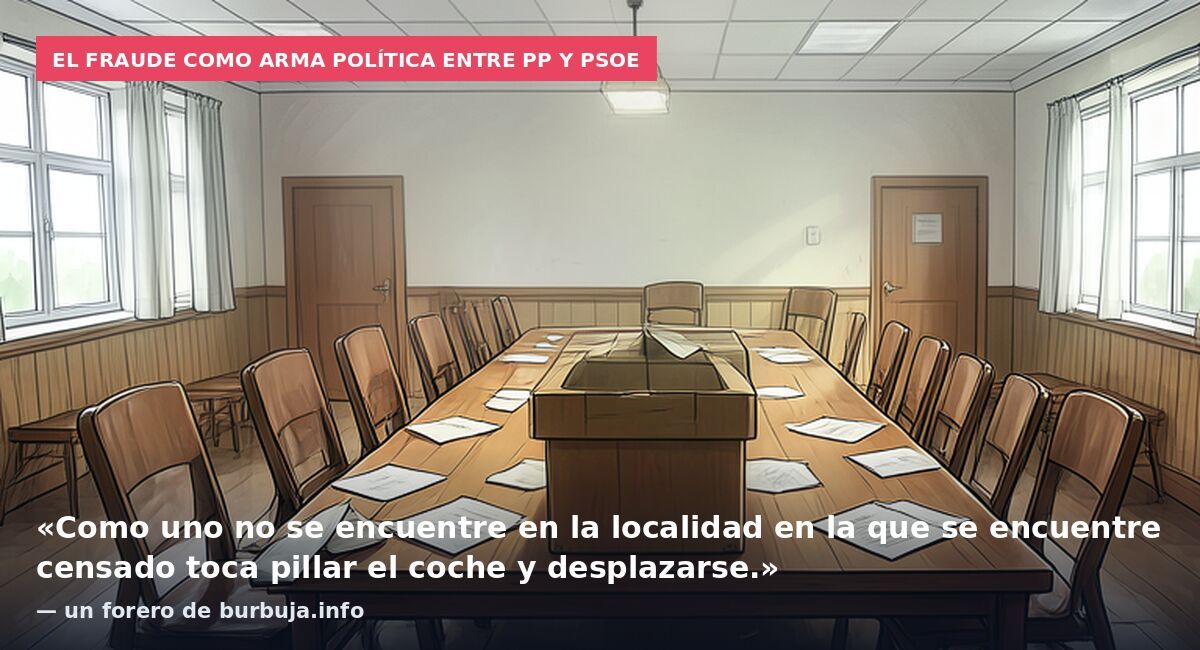 El fraude como arma política entre PP y PSOE: «Como uno no se encuentre en la localidad en la que se encuentre censado toca pillar el coche y desplazarse.» — un forero de burbuja.info