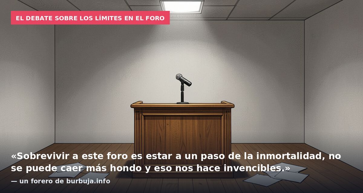 El debate sobre los límites en el foro: «Sobrevivir a este foro es estar a un paso de la inmortalidad, no se puede caer más hondo y eso nos hace invencibles.» — un forero de burbuja.info