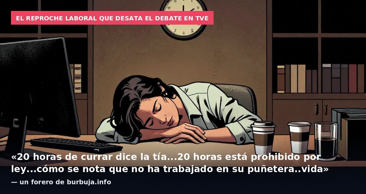 El reproche laboral que desata el debate en TVE: «20 horas de currar dice la tía...20 horas está prohibido por ley...cómo se nota que no ha trabajado en su puñetera..vida» — un forero de burbuja.info