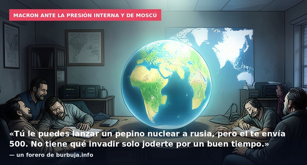 Macron ante la presión interna y de Moscú: «Tú le puedes lanzar un pepino nuclear a rusia, pero el te envía 500. No tiene qué invadir solo joderte por un buen tiempo.» — un forero de burbuja.info