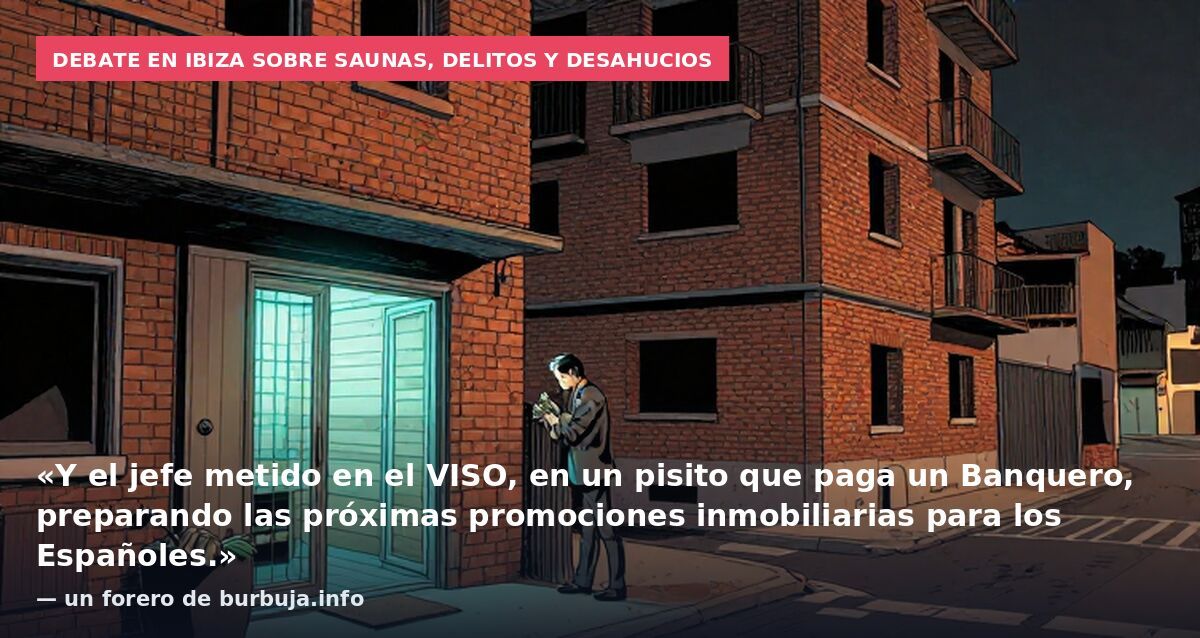 Debate en Ibiza sobre saunas, delitos y desahucios: «Y el jefe metido en el VISO, en un pisito que paga un Banquero, preparando las próximas promociones inmobiliarias para los Españoles.» — un forero de burbuja.info