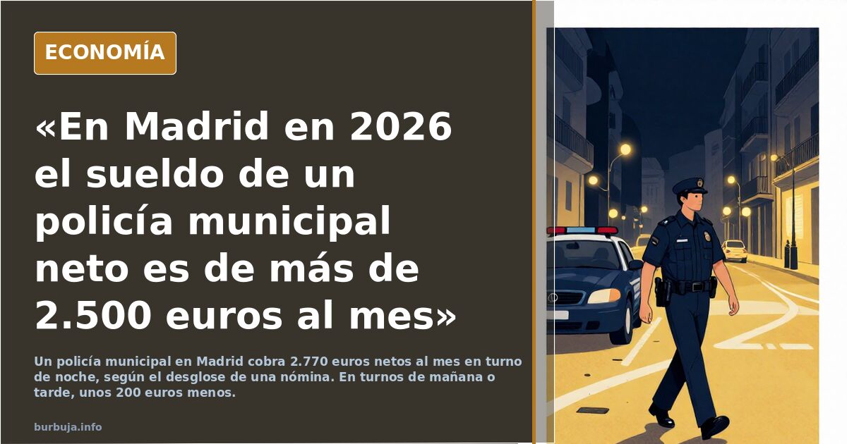 «En Madrid en 2026 el sueldo de un policía municipal neto es de más de 2.500 euros al mes»