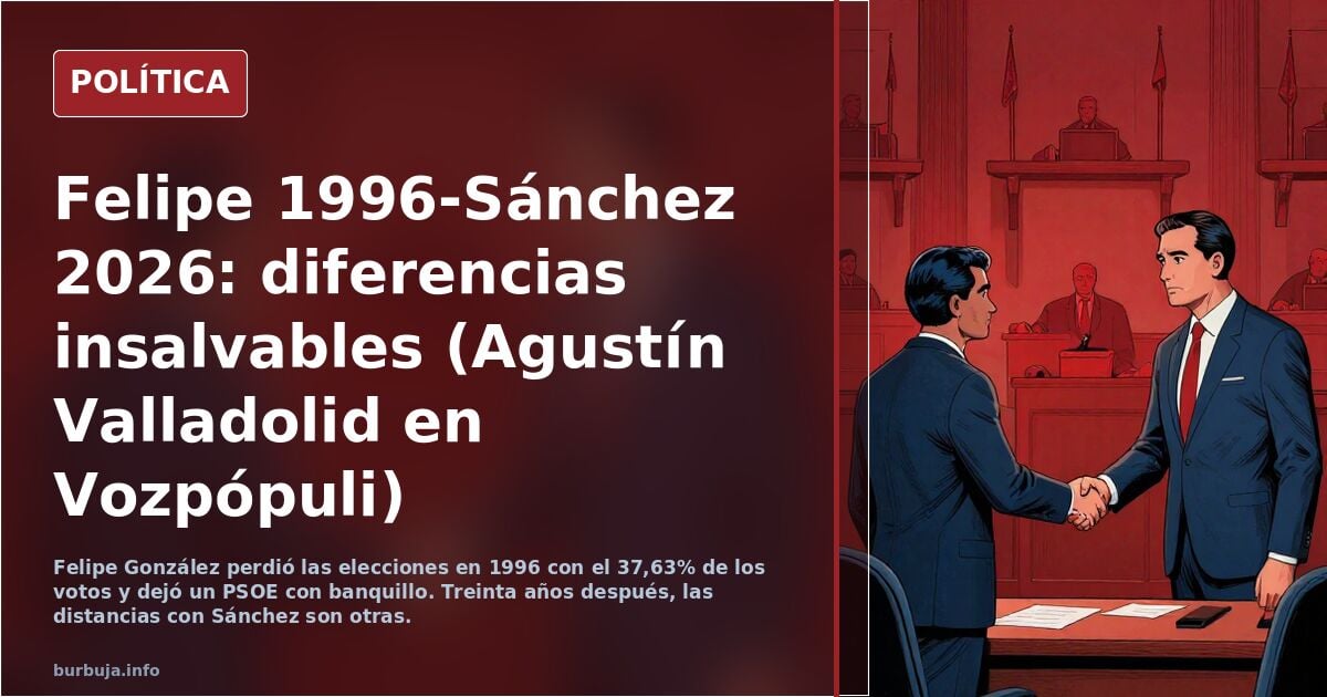Felipe 1996-Sánchez 2026: diferencias insalvables (Agustín Valladolid en Vozpópuli)