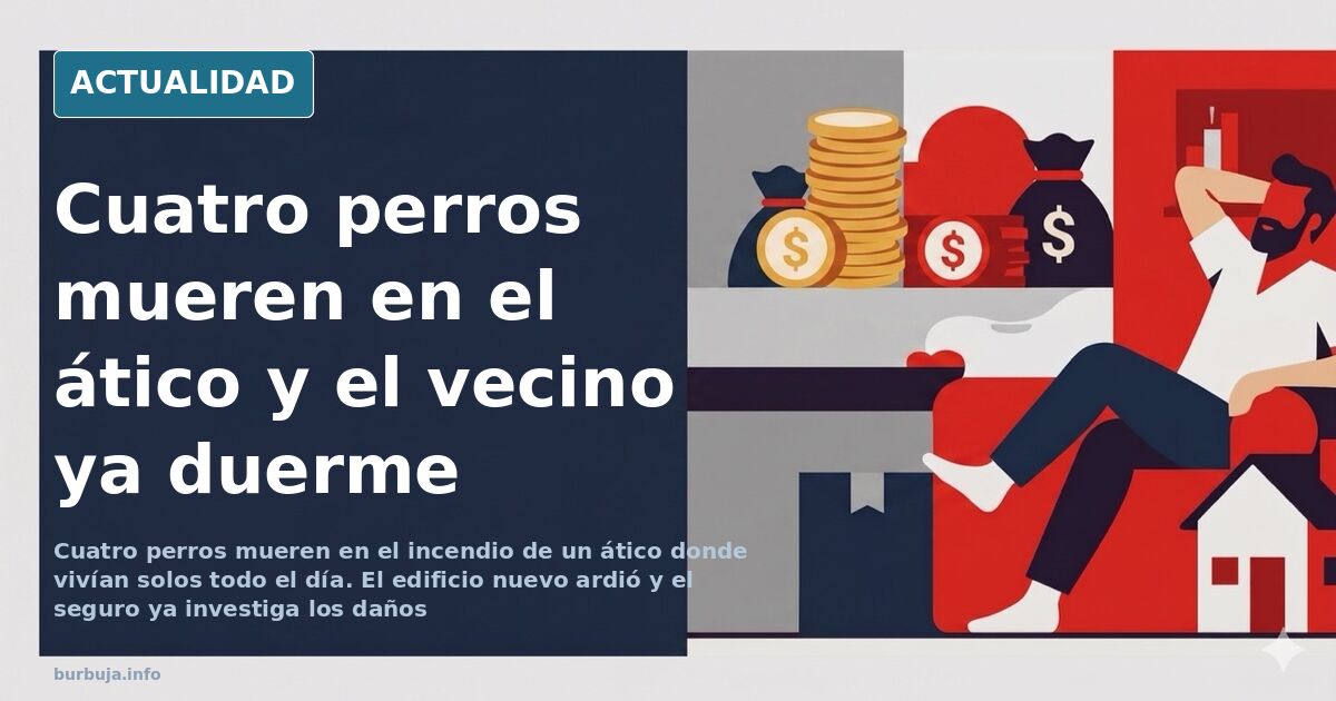 Fachada de edificio moderno con ventanas ennegrecidas por el humo tras el incendio del ático