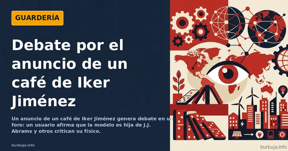 Modelo posando en un anuncio de un café de Iker Jiménez, con un fondo elegante y minimalista