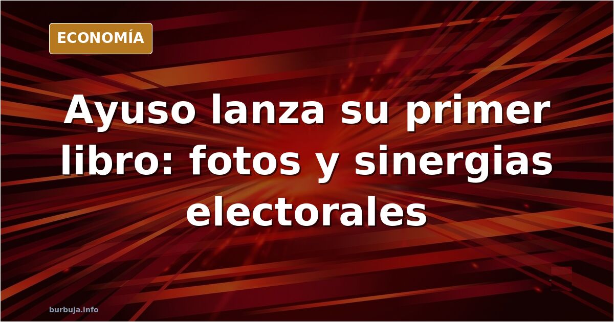 Ilustración editorial de un libro autobiográfico de Ayuso con fotografías dentro y calendario electoral del 29N