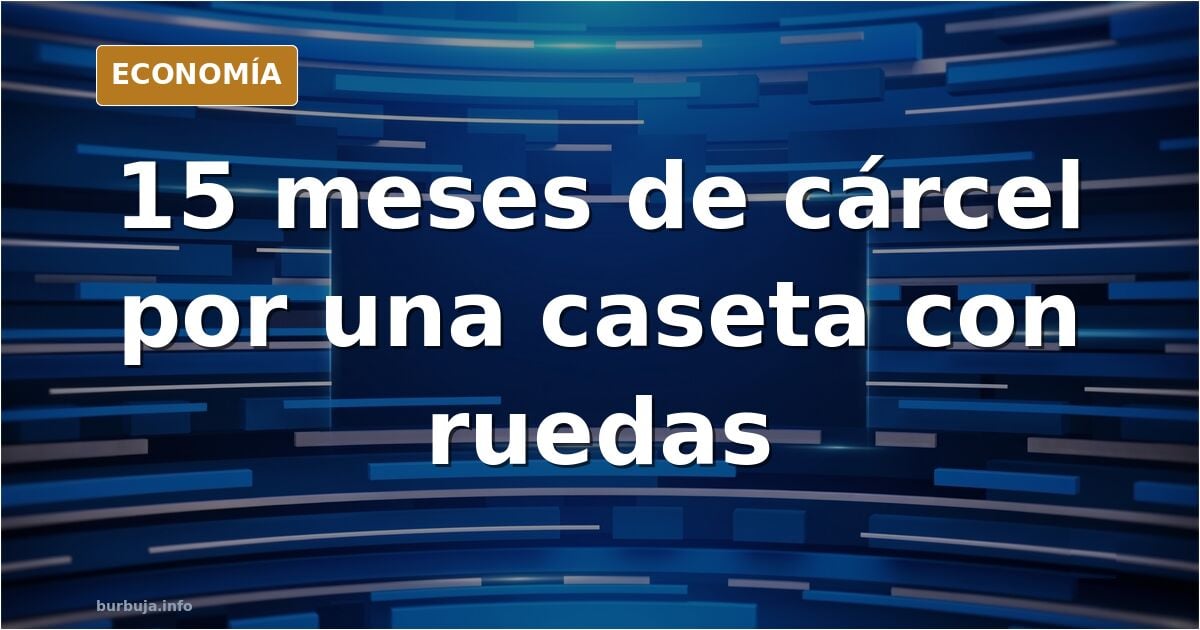 Ilustración editorial de una casa móvil sobre ruedas en una parcela rústica junto a aperos de labranza