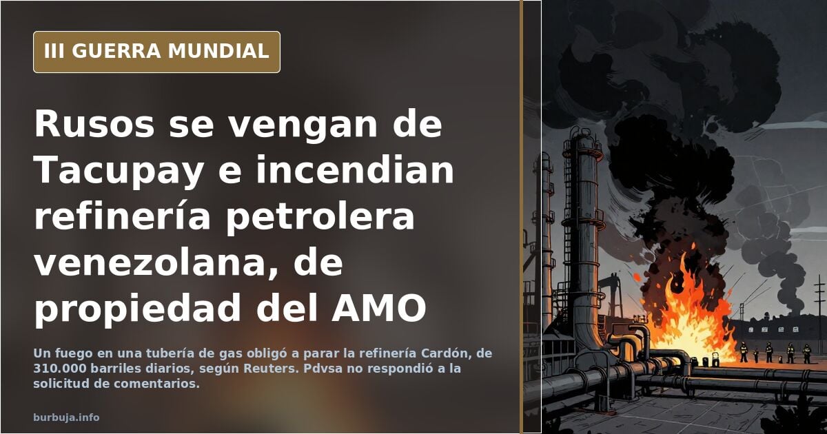 Rusos se vengan de Tacupay e incendian refinería petrolera venezolana, de propiedad del AMO YANKEE