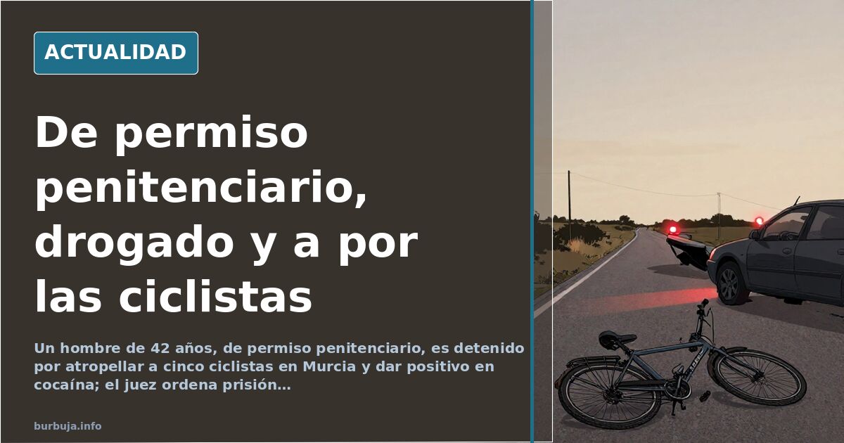 Ciclistas circulando por una carretera comarcal de Murcia junto a un coche detenido en el arcén