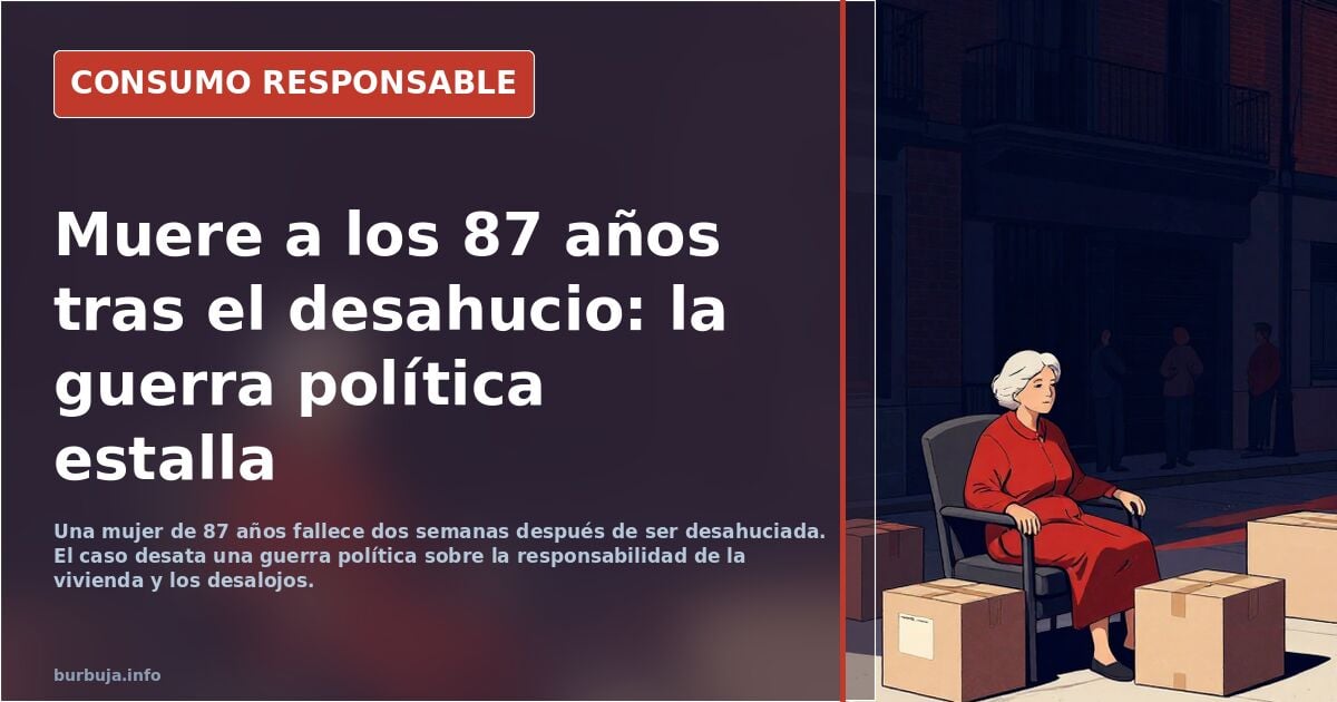 Una mujer de 87 años muere tras ser desahuciada y el caso reabre la guerra política por la vivienda