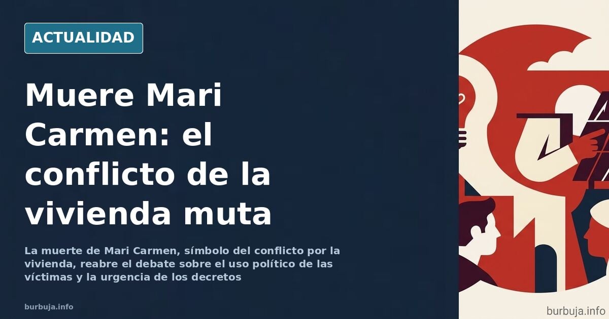 Ilustración editorial de una plaza madrileña con vecinos y una ambulancia, reflejando el conflicto por la vivienda