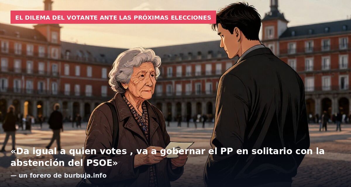 El dilema del votante ante las próximas elecciones: «Da igual a quien votes , va a gobernar el PP en solitario con la abstención del PSOE» — un forero de burbuja.info