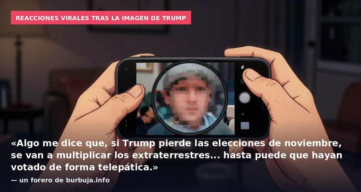Reacciones virales tras la imagen de Trump: «Algo me dice que, si Trump pierde las elecciones de noviembre, se van a multiplicar los extraterrestres... hasta puede que hayan votado de forma telepática.» — un forero de burbuja.info