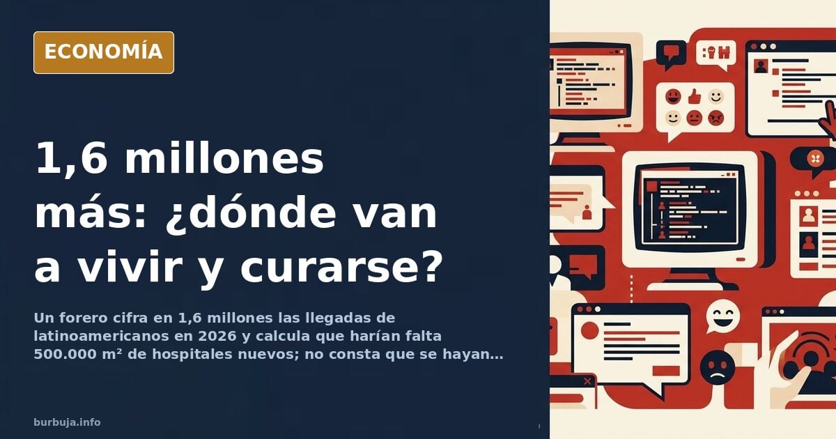 Ilustración editorial de una ciudad densa con grúas y un hospital inacabado bajo una balanza dorada